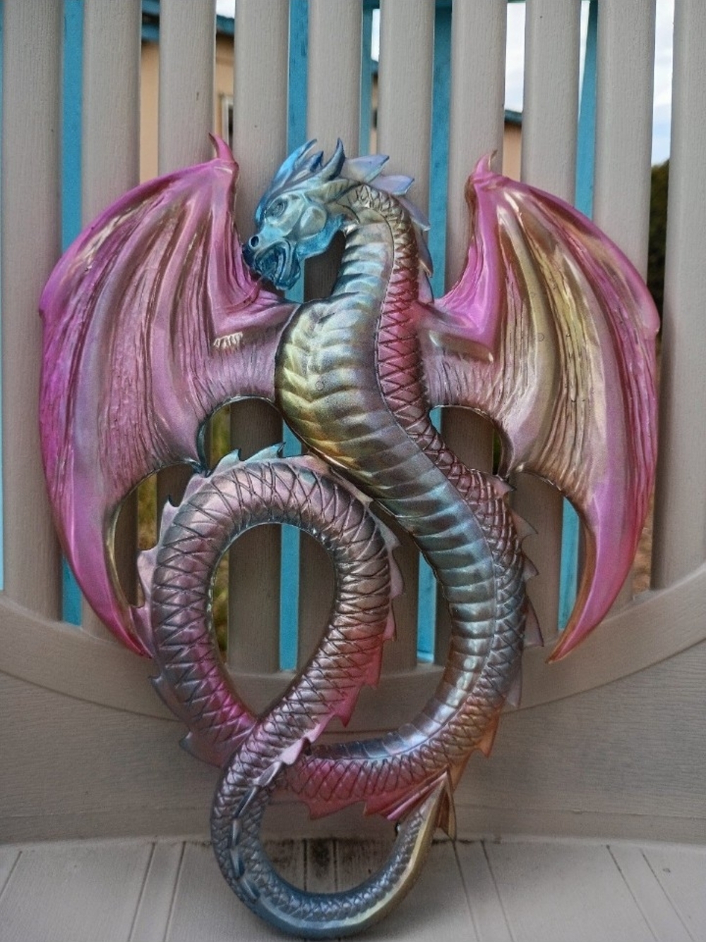RESIN DRAGON COLOR SHIFTING WALL PLAQUE HANDMADE
